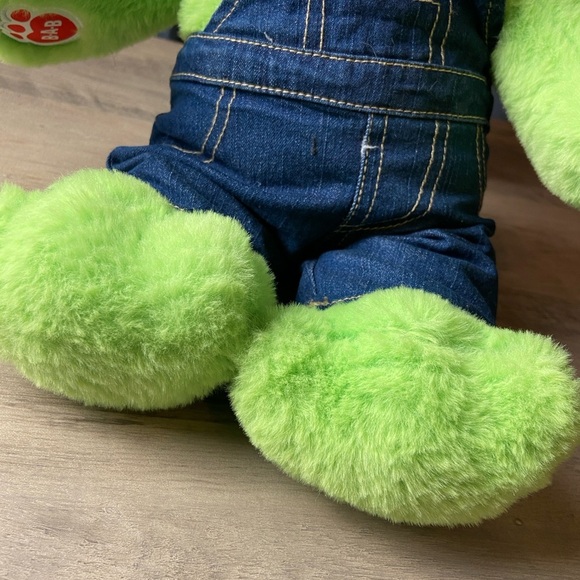 Build A Bear Frog with Overalls Spring Green 16" Stuffed Plush BAB Animal 2022 - Picture 3 of 8
